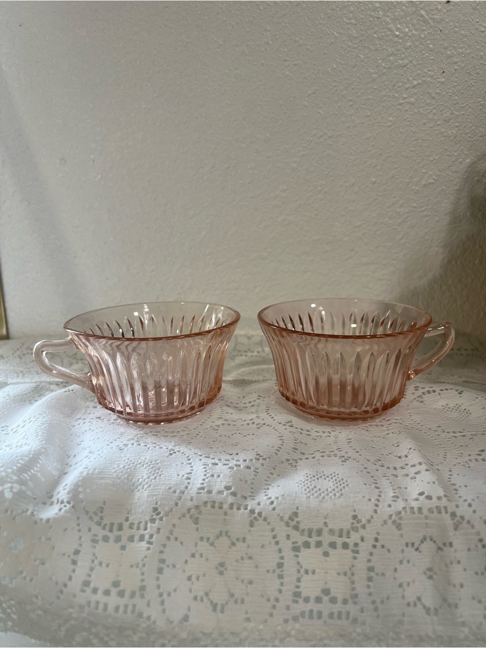 Vintage Pink Depression Glass Set of Teacups